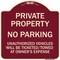 Signmission Private Property No Parking Unauthorized Vehicles Will Be Ticketed Towed at Owners E, BU-1818-23246 A-DES-BU-1818-23246 - alternate 1